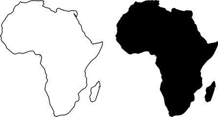 Outline and silhouette map of africa continent isolated on white background © MOHAMMAD RABBI