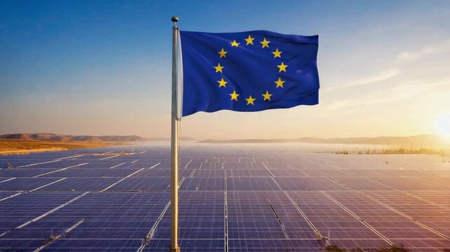 Solar panel farm or solar park in Europe.