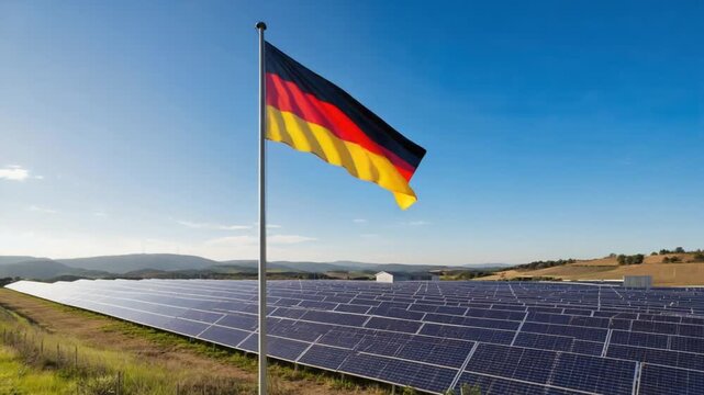 Solar panel farm or solar park in Germany.