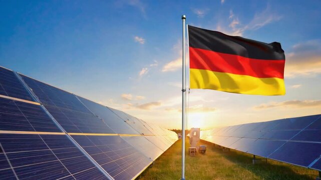 Solar panel farm or solar park in Germany.