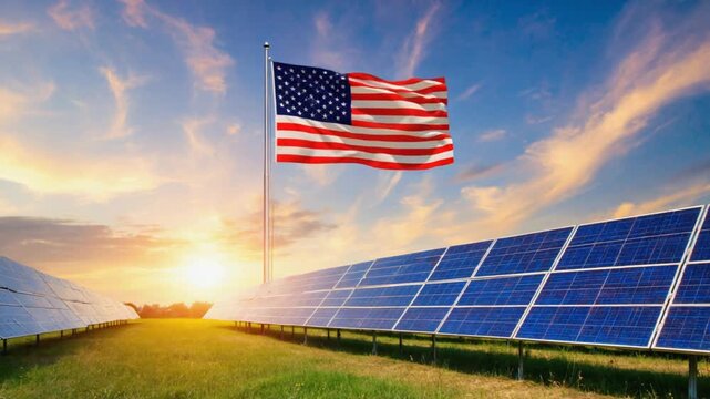 Solar panel farm or solar park in the USA.