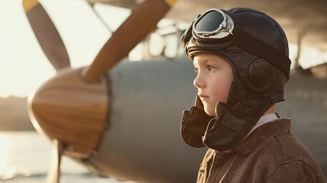 Child dressed as an aviator.