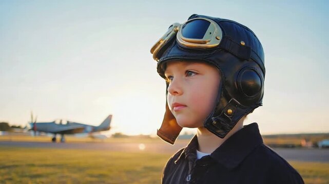 Child dressed as an aviator.