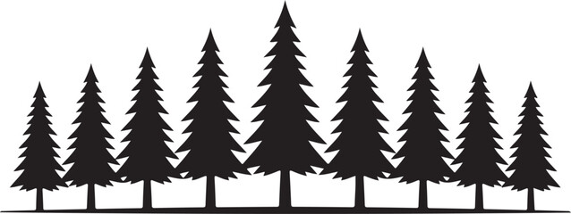 Black silhouette of a row of pine trees and evergreen forest firs for nature design © Kabir 2.0