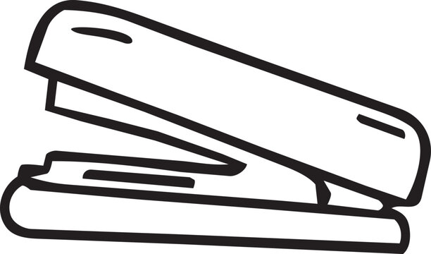 Stapler doodle line icon for office stationery and school supplies