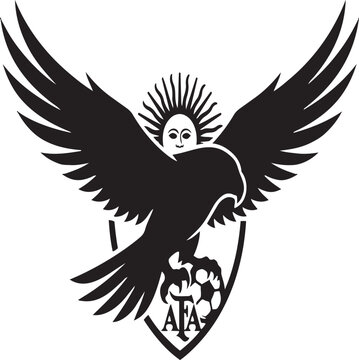 Black eagle emblem with soccer ball and sun icon