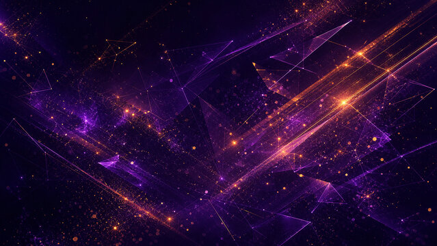 Purple gold particle network with geometric light beams