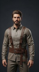 Obraz premium Portrait of a handsome man in a military tactical style outfit.
