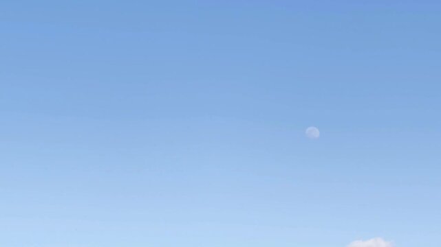 The sky with the moon is almost cloudless
