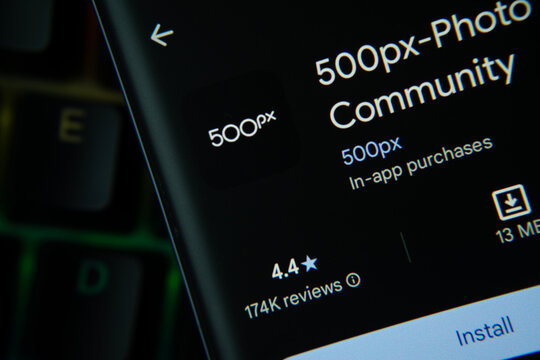 Dhaka, Bangladesh- 22 June 2026: 500px app from Google Playstore is displayed on a smartphone screen.