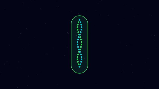Abstract dna helix animation: pulsing digital genetic code for biotechnology and science research genetics
