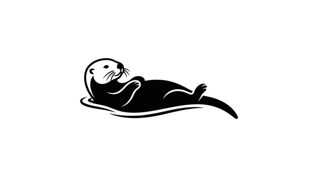 Cute cartoon seal lying down on white background