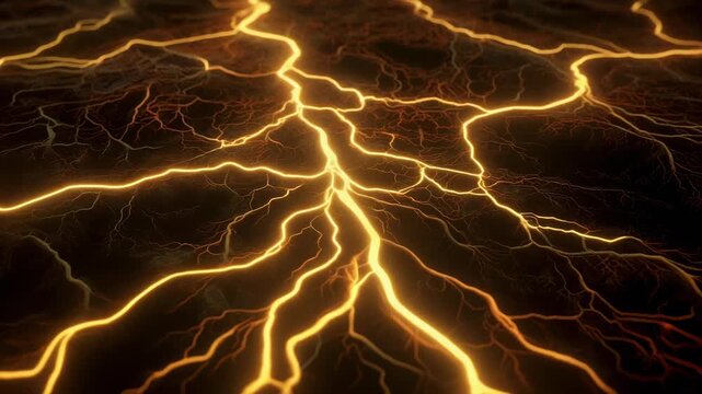 Slow Pulsing Energy Abstract Root System Topography Glowing Roots Forming a Map Network Seamless Loop