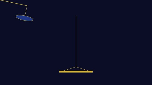 Minimalist abstract pendulum motion on dark blue background, seamless looping animation for modern projects