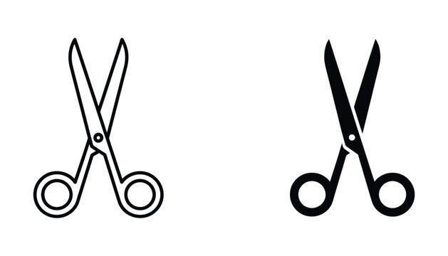 Black and white pair of scissors open and closed