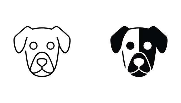 Black and white dog face vector icons