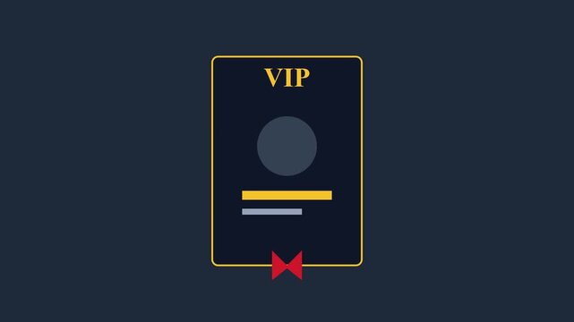 Vip membership card animation with gold border and ribbon for exclusive access and loyalty programs