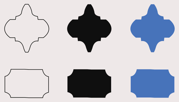 Arabesque and plaque ornament frames SVG vector template elements set