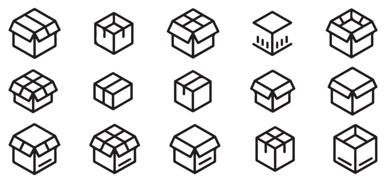 Collection of small isometric cube box icons for web interface vector illustration eps 10