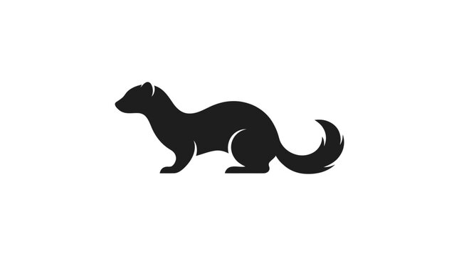 Silhouette illustration of a playful weasel on a white background