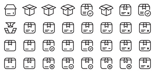 Fototapeta premium Verified shipping box icons with checkmark for logistics company vector illustration eps 10