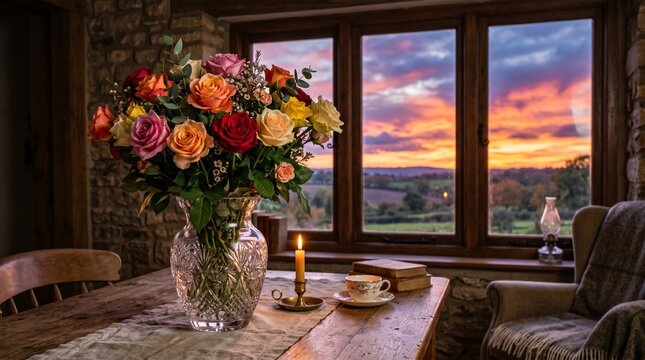 flowers in a window