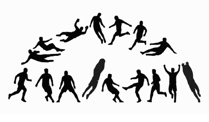 Obraz premium Professional Soccer Player and Goalkeeper Silhouette Vector Set for Sports Design