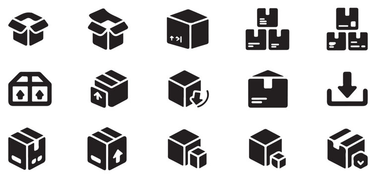 Shipping box icons with return arrow and location tracking symbols vector illustration eps 10