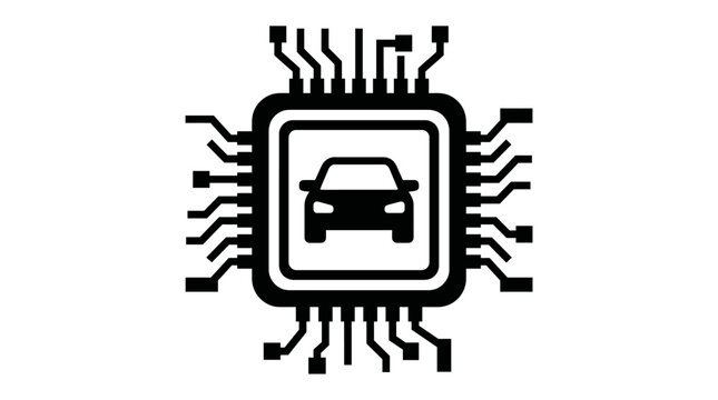 Smart Automotive Microchip Icon Representing Vehicle Electronic Control Unit