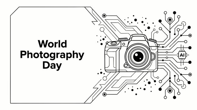 World Photography Day celebrates future camera technology vector graphics