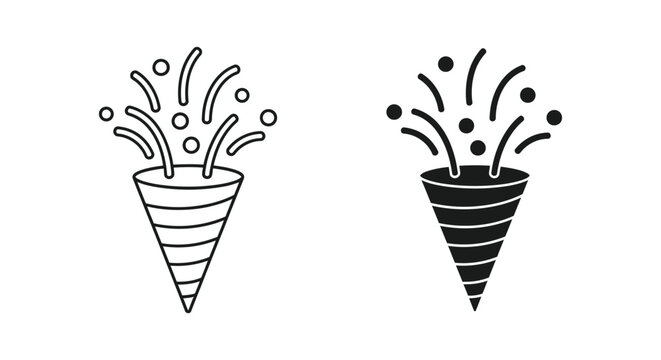 Fireworks bursting from striped cones