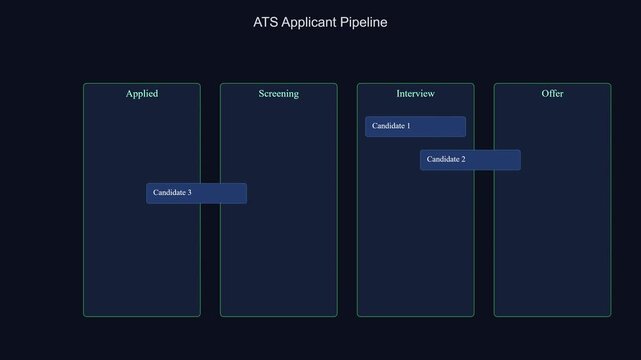 Ats applicant pipeline workflow animation: recruitment process and candidate management visualization