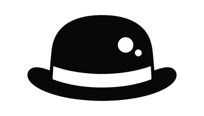 Fototapeta premium Black bowler hat with white band and dots