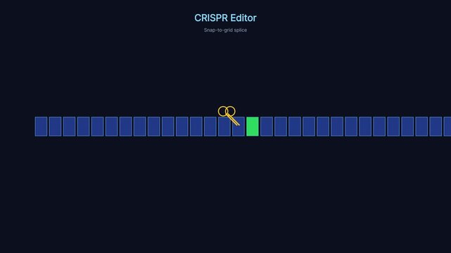 Crispr gene editing animation: dna sequence modification and genetic splicing process genetics biotechnology
