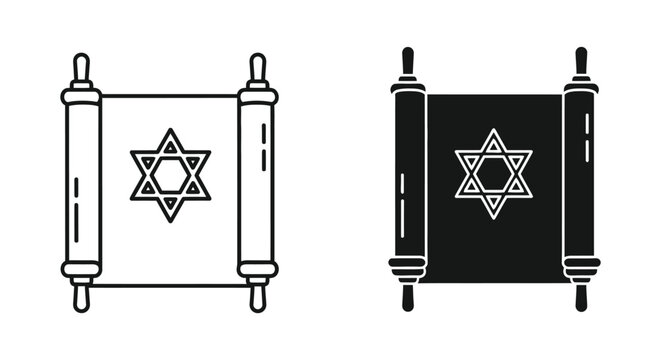 Jewish torah scroll with star of david illustration