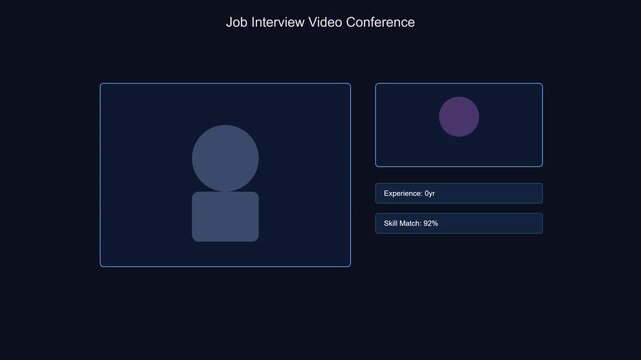 Digital job interview interface with ai candidate analytics and skill matching metrics conference recruitment