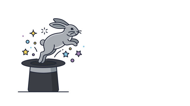 Magical Rabbit Jumping Out of Top Hat Illustration