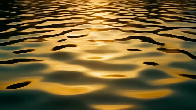 Abstract Water Distortion with Liquid Gold Effect and Sunset Light Reflecting on Underwater Ripples for Luxury Backgrounds