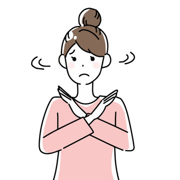 拒否する女性のイラスト