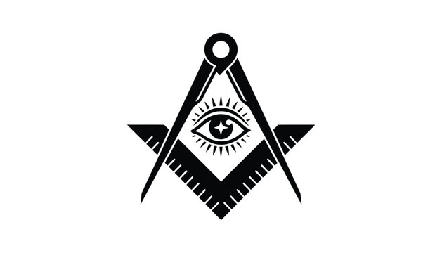 Masonic compass and square with all-seeing eye