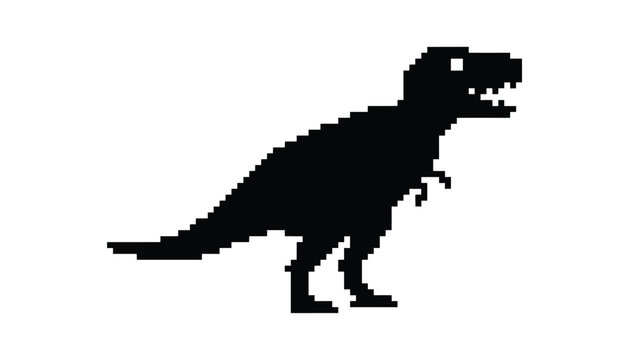 Pixel art dinosaur standing on white
