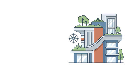 Fototapeta premium Modern Sustainable Eco-Friendly Building Design Illustration