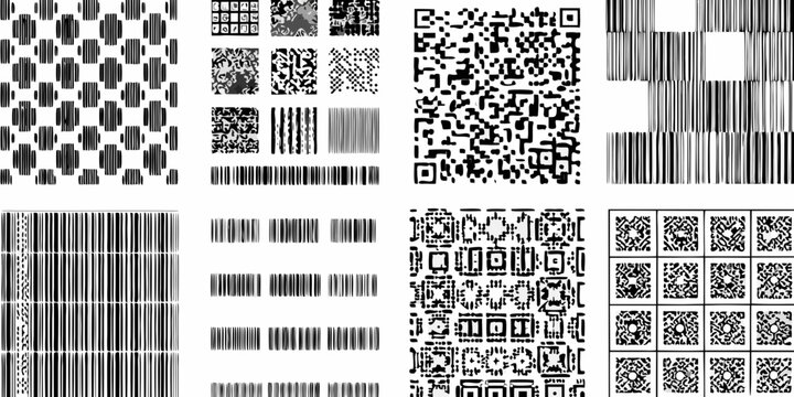 Collection Of Black And White Barcodes And Qr Codes Vector Illustration On White Background barcode