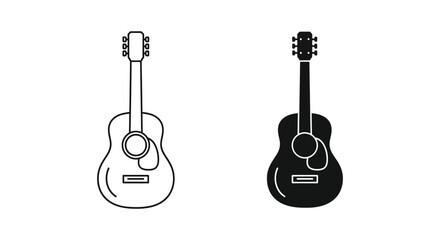Naklejka premium Black and white outline guitar illustrations