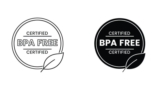 Certified bpa free badges in black and white