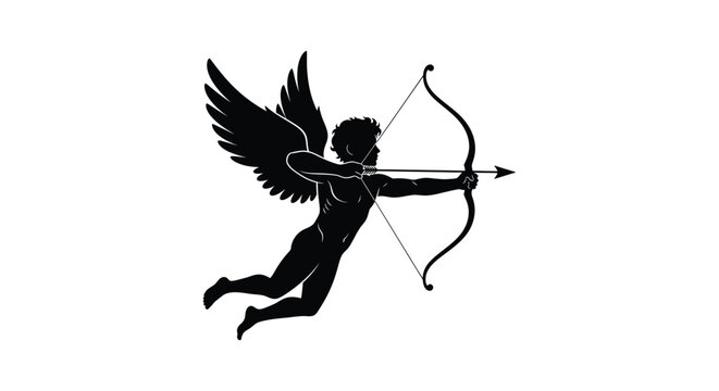 Cupid angel flying with bow and arrow