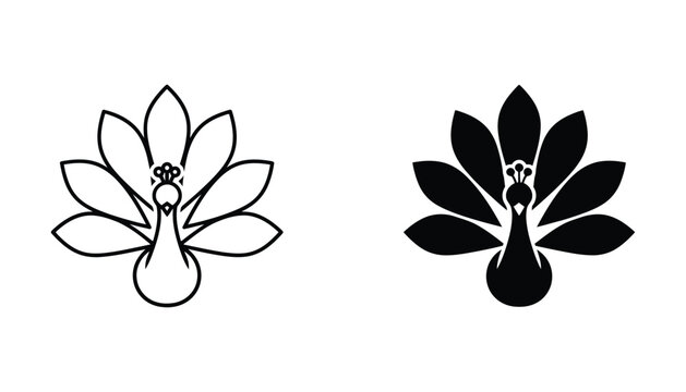 Peacock inside stylized flower illustration
