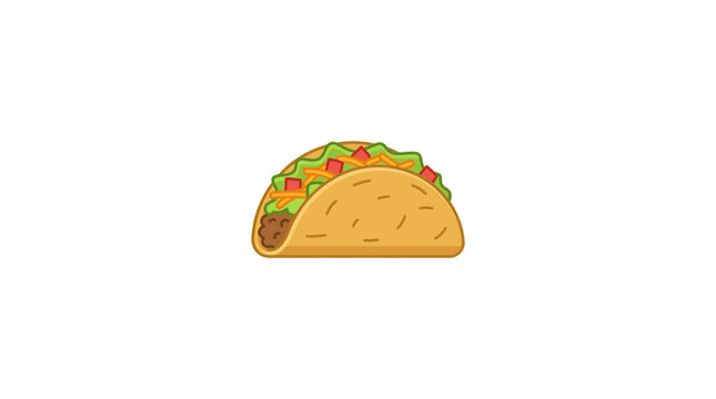 Minimalist Vector Illustration of a Delicious Crunchy Taco