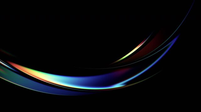 Abstract animation, background with color refraction effect on a glass line, 4k seamless loop 3d animation