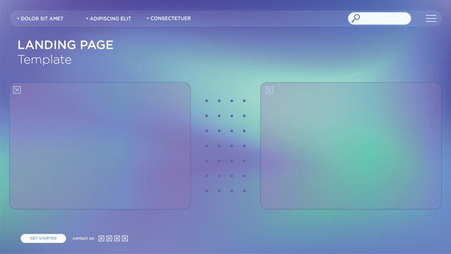 Abstract Futuristic Landing Page Template with Neon  Green Gradient Glassmorphism Background